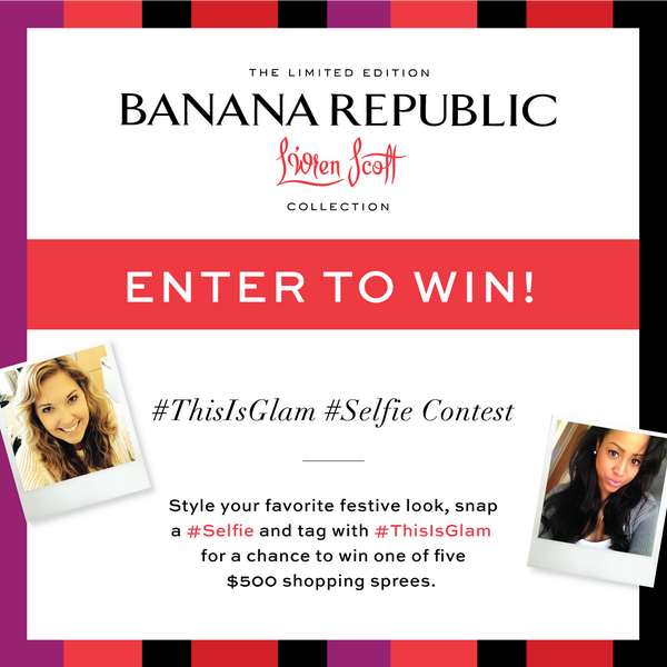 BananaRepublic's tweet photo. Win a $500 @BananaRepublic shopping spree! Snap a #Selfie &amp; tag w #ThisIsGlam for a chance to win http://t.co/mQO3uNI83H