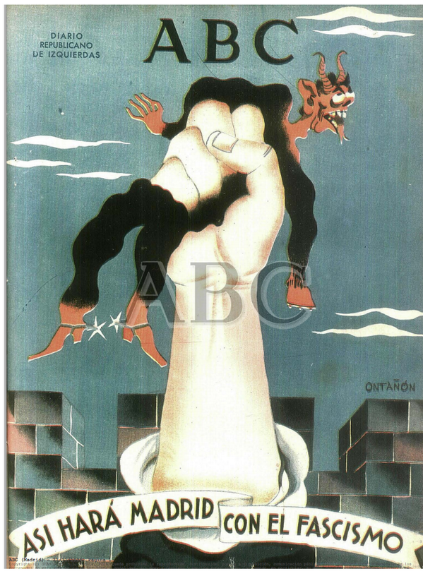 JoanR8's tweet photo. "@AntonioMaestre: Portada del periódico ABC de 1936. "Así hará Madrid con el fascismo". http://t.co/MTjGWZL9ra" @3aluis