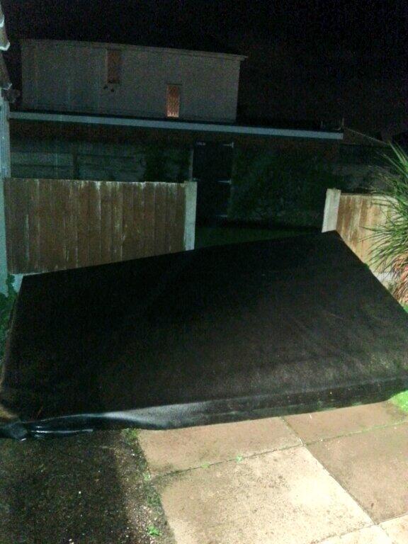 ReturnoftheMart's tweet image. Hello, next door neighbour? You dropped your shed roof. Thanks a lot! #windproblems