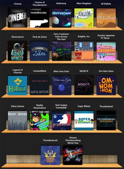 EpicBundleCom's tweet photo. The 22 games in the Super BR JAM  http://t.co/u9388mo5FC  @SuperBRJam http://t.co/uxNLv1MNil
