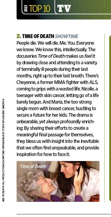ErinRott's tweet photo. @SHO_Network #TimeOfDeath named by @EW as the second best TV series of 2013. #amazing http://t.co/64hk1D3xzM