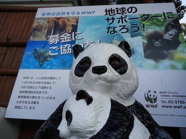 上野動物園では表門の出口にWWF（世界自然保護基金）のパンダ募金箱