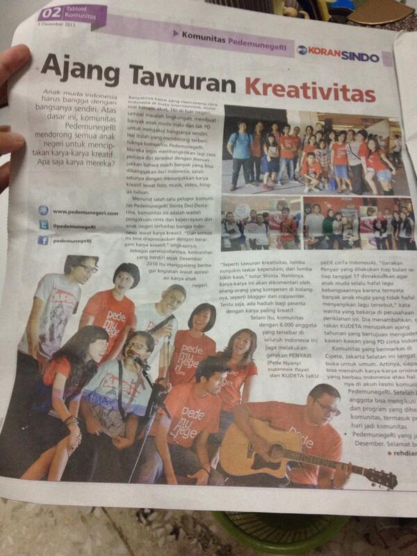 Penampakan kawan2 pedemunegeRI &amp; wwncra tentang kami Di tabloid komunitas Koran sindo 3 des lalu.