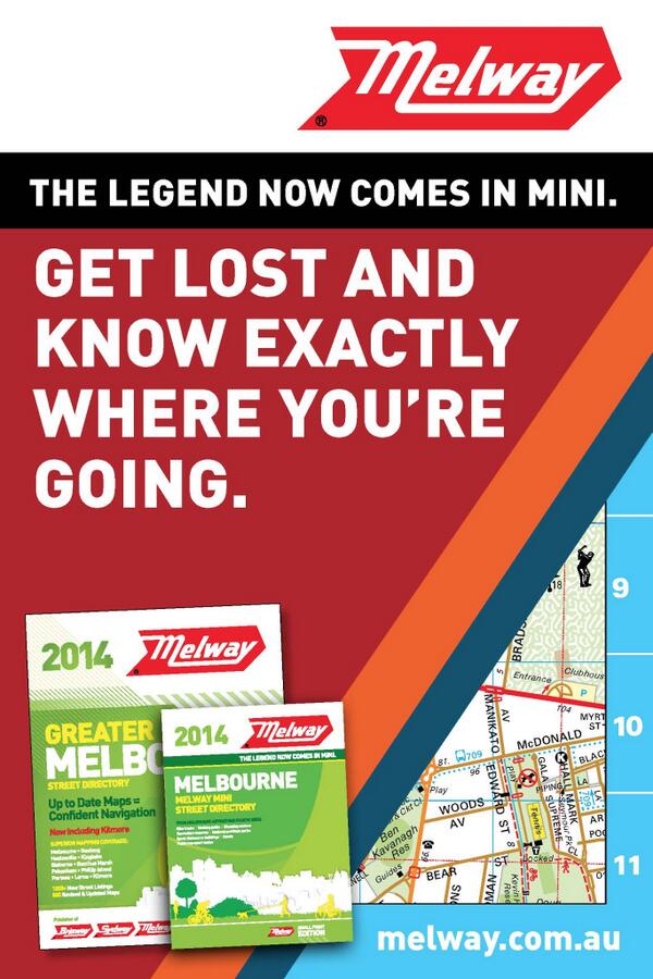 MelwayMaps's tweet photo. Get to your #Xmas party with confidence thanks to the new #MelwayMini. #Melway - The Legend now comes in #Mini. http://t.co/KPSjHdLjIA