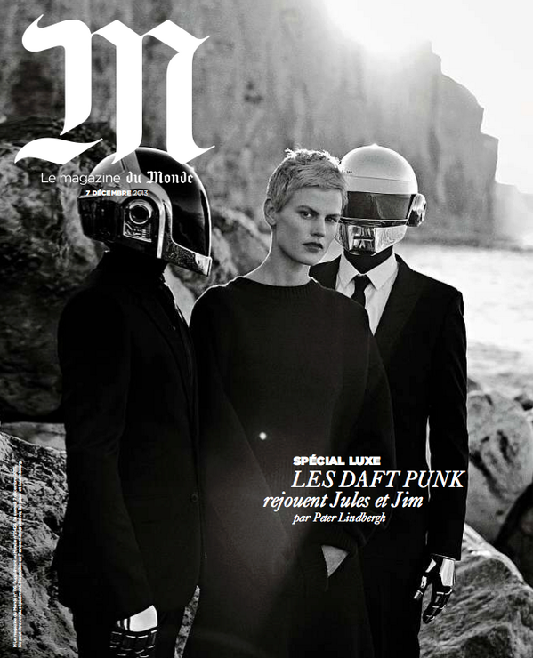 DaftPunk_Alive's tweet photo. @lemondefr magazin cover for December: Les Daft Punk rejouent Jules et Jim par Peter Lindbergh http://t.co/gb8psMfAOe