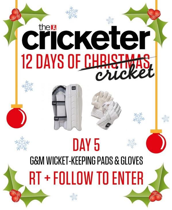 TheCricketerMag's tweet photo. Day 5 of our #12DaysofCricket. RT + follow to enter for a chance to win these wicket-keeping essentials. http://t.co/zpTF1UCwBX