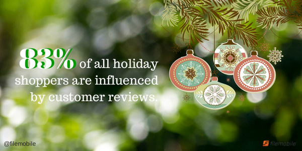Did you know? 83% of all holiday shoppers are influenced by customer reviews. blog.filemobile.com/ugc-statistics/