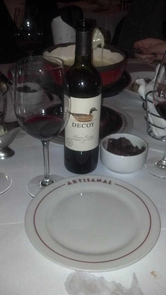 FruitForward935's tweet photo. Lovely bottle of Decoy Cab 2011 at Artisinal wonder how it compares to the raved about 2010 @duckwalkwines http://t.co/6tTxhRtn6X