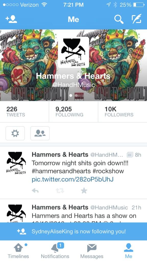 HandHMusic's tweet image. We hit 10k followers! Thanks to @sydneyaliseking for number 10k! And to everyone else! Couldn't do it w out all you!