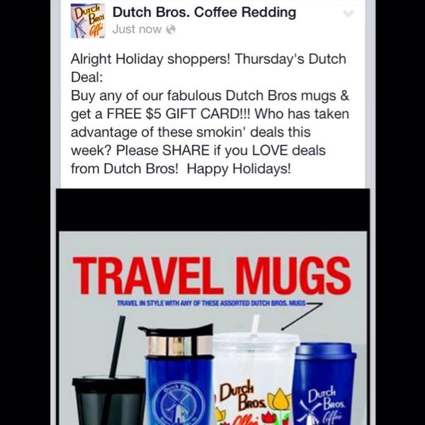 reddingdutch's tweet photo. Thursday's ridiculous Dutch Deal! Tweet Tweet & RETWEET! Happy Holidays! #dutchdeals http://t.co/m7w0oZNO0S