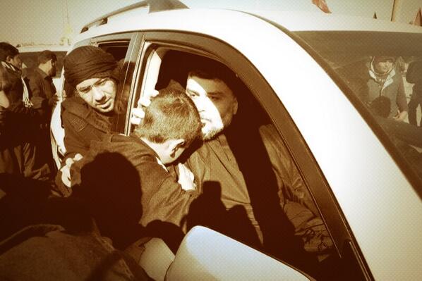 Alsadroffice's tweet photo. Sayd Muqtada Al-Sadr visit to a part of the road taking pilgrims to Karbala http://t.co/JJwETLfkU0