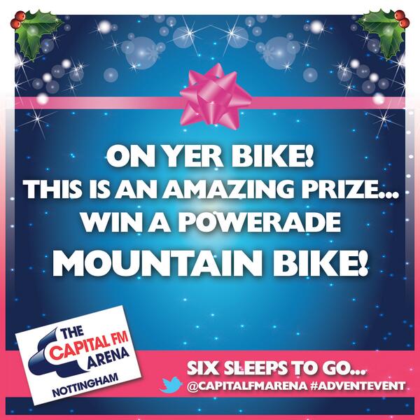 nottinghamarena's tweet image. #AdventEvent #6Sleeps This is an amazing prize… Win a @PoweradeGB mountain bike! Follow us both &amp;amp; RT to enter...