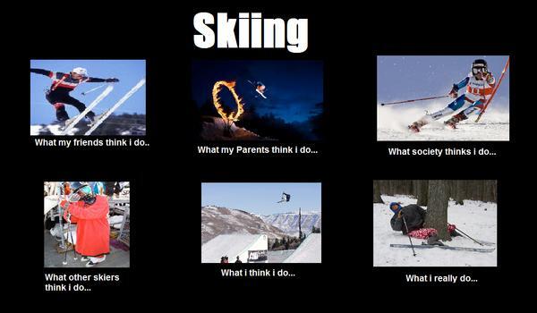 SnowDaddySays's tweet photo. what people think when you are skiing and what you actually do !!! :P http://t.co/A512HK9084