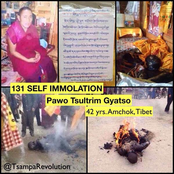 MORE PHOTOS: 131st Tibetan Self-Immolation. 42yrs monk, Tsultrim Gyatso in Amchok, Tibet