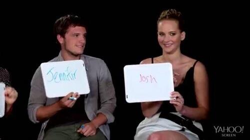 EverlarkShipper's tweet photo. Interviewer: so who would you rather date if given a choice among the catching fire cast? Josh and Jennifer answered http://t.co/OT6HvfGoMV