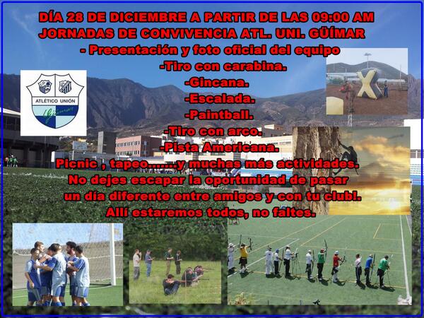 FutbolTenerife's tweet photo. El dia 28 de diciembre no falteis a la jornada de convivencia del EMF.ATL.Union Guimar. http://t.co/RMt1nOXrI0