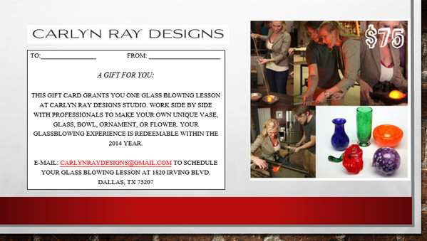 Oh my, it's a GIFT CARD! Give the gift of a hands on glass blowing experience to a loved one. #blowitoutyourglass