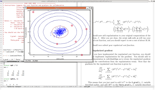 EmreSevinc's tweet image. screenshot of peace of mind #mlclass #anomalyDetection #densityEstimation #Emacs #Octave #GNU coursera.org/course/ml