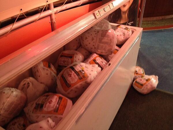 CBCTurkeyDrive's tweet photo. We are going to need more freezers. #yegcbcturkey http://t.co/uiU8Cn84xo