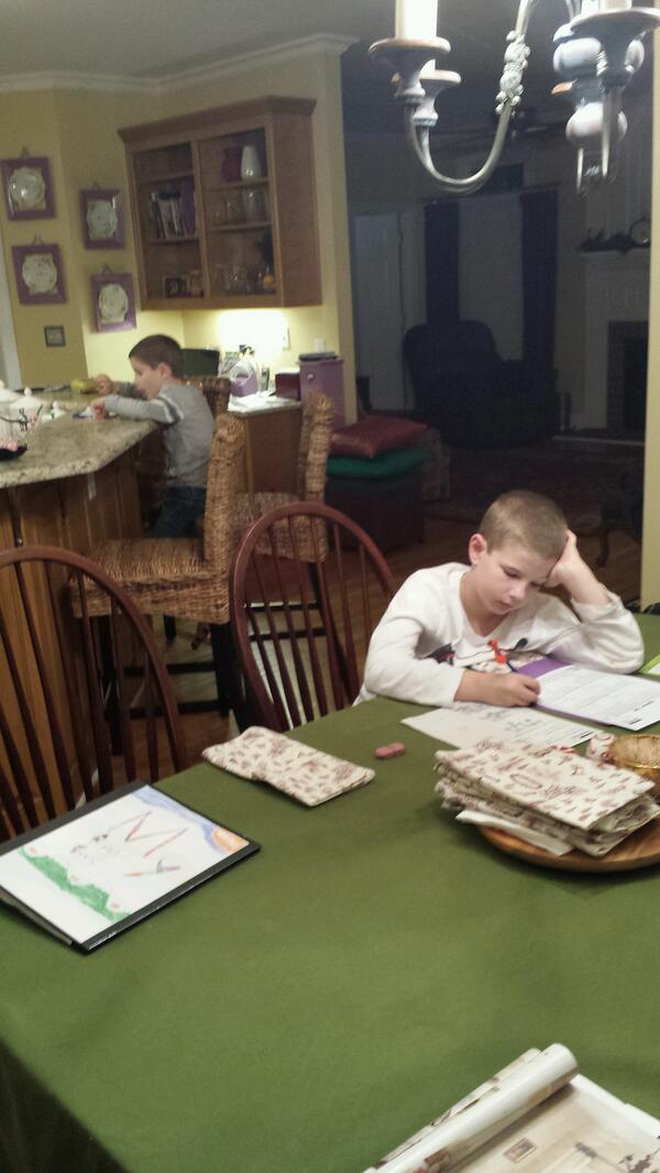 BradHambrick's tweet image. Homework time at the Hambrick house. #spellingtest #mathwordproblems