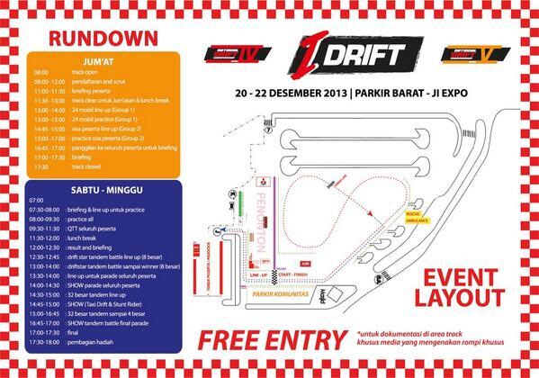 INDIKA9160FM's tweet photo. Official Jadwal dan Layout kejurnas drifting seri 4 &amp; 5 20-22 Desember 2013 #idrift http://t.co/wmeEw5h1kv