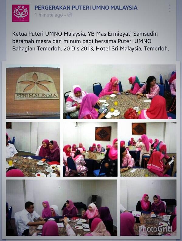 PuteriUMNOMy's tweet photo. Santai minum pagi KPUM bersama #PUTERIUMNO Temerloh. @emysamsudin @ZahidaZarik http://t.co/EiCbfGljbL