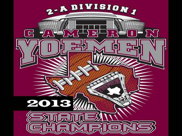 Yoemen's tweet photo. CAMERON YOEMEN 2013 DIV 1 FOOTBALL STATE CHAMPIONS #BackToBack #Repeat http://t.co/FHJAIq7iAi