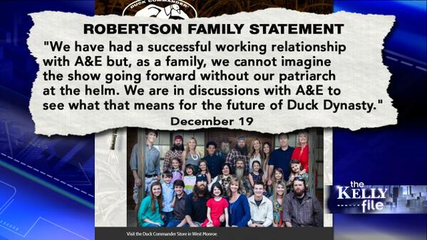 Robertson family in discussions to take Duck Dynasty off A&E 