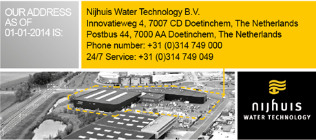 As of the 1st of January 2014 Nijhuis Water Technology will be located in Doetinchem!