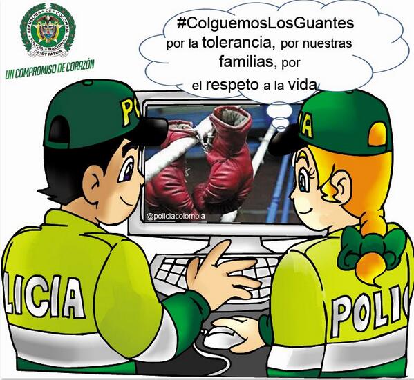 PoliciaColombia's tweet photo. Nuestro Director @generalpalomino lanza la campaña #ColguemosLosGuantes http://t.co/DGOP0QR3my