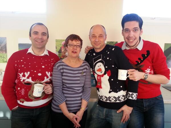 dorset_tea's tweet photo. And what about our Tea blending team #XmasJumpers  - marks out of 10 please http://t.co/Db6DGngETr