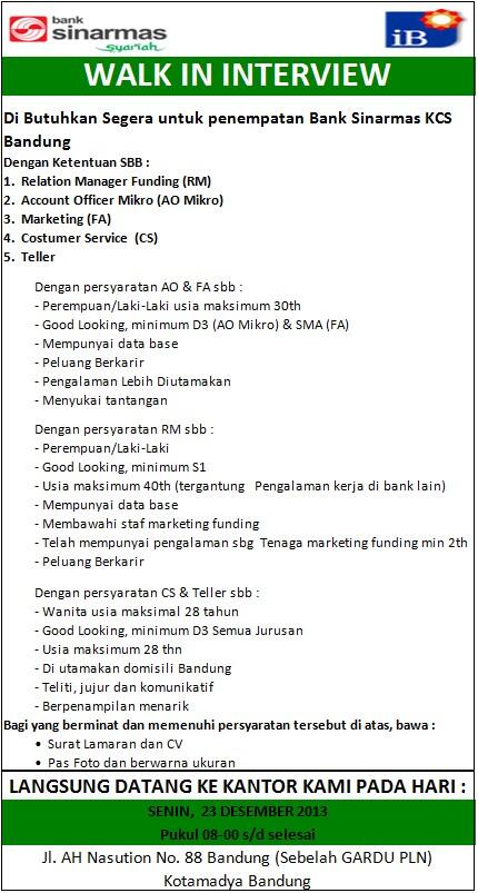 Sekitarbandungcom On Twitter Lowongan Walk In Interview Bank Sinarmas Syariah Http T Co Xdpokm0arj Loker Bandung