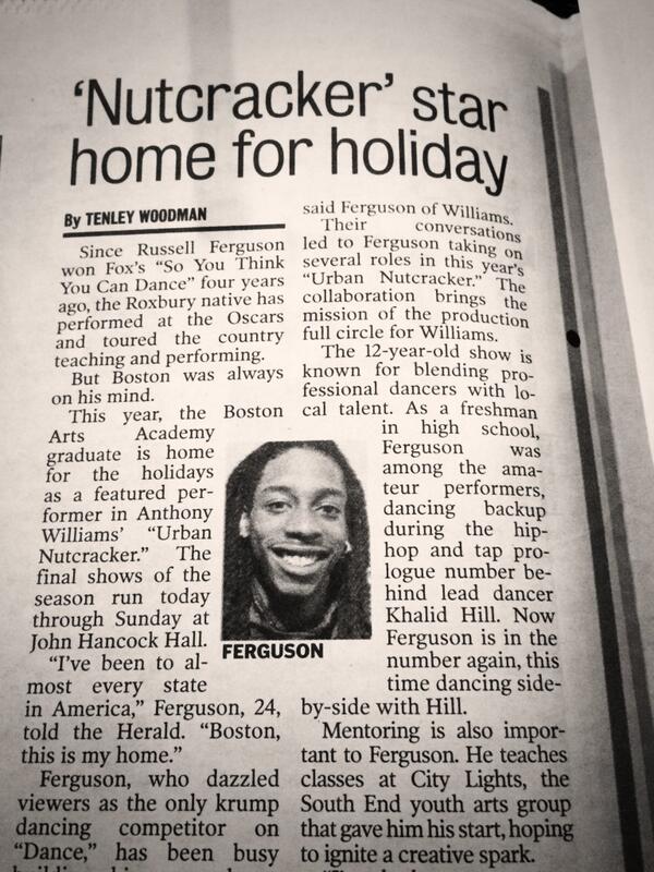 UrbanNutcracker's tweet photo. @TenleyWoodman thanks! Great article! @bostonherald @BostonHeraldENT http://t.co/zMSvOKu4lL
