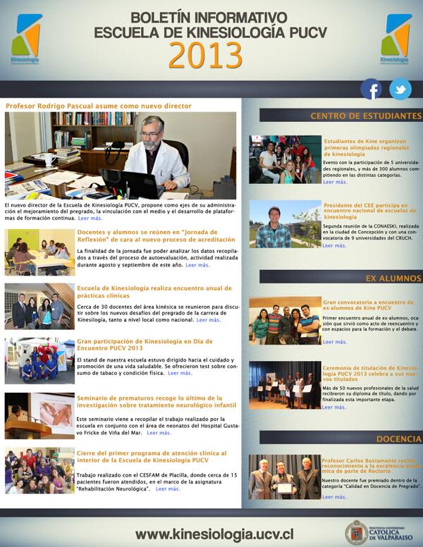 KinePUCV's tweet photo. Los invitamos a revisar y compartir el primer Boletín Informativo de @KinePUCV 2013 http://t.co/WZMBtzpArm http://t.co/MfoqUvibMt