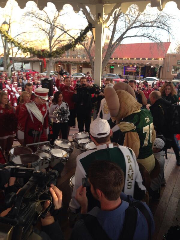 CSURams's tweet photo. It's getting rowdy out here, drum battle happening right now on stage at the pep rally. #RAMbowlingNM http://t.co/o2FShgF2li