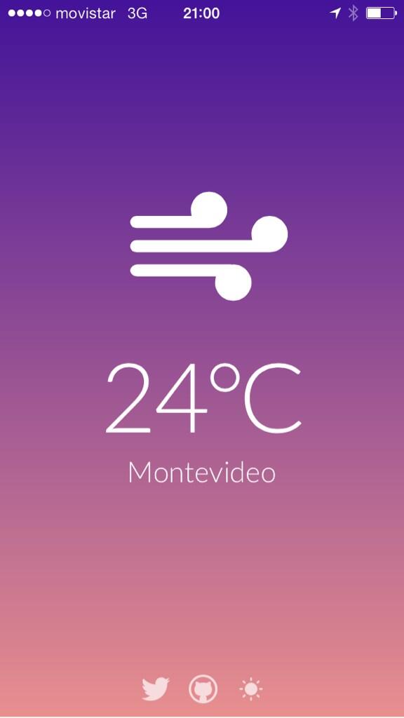MinimalWeather's tweet photo. Fixed timezones! The app will show you a nice background when is night time in your location :) http://t.co/YBis0eSVX3