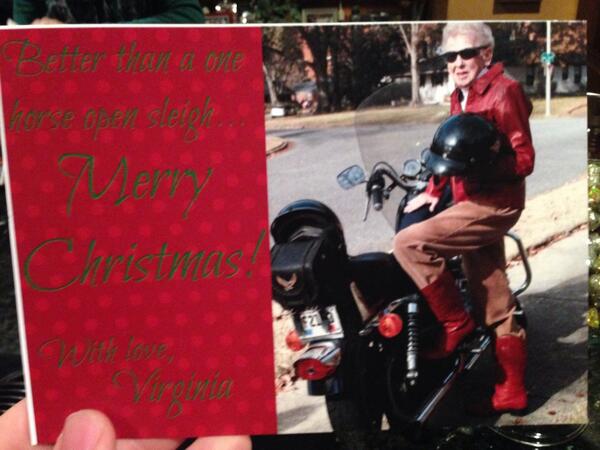 This is my grandma's best friend..she's a badass. Quite possibly the greatest Christmas card ever #redcowboyboots