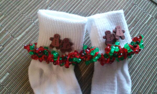 customcreation9's tweet image. Sock of the day Mrs. And Mr. Ginger breadmen