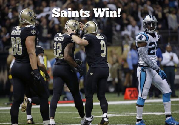 Saints's tweet photo. #Saints WIN! Saints beat the Panthers 31-13 to improve to 10-3 #CARvsNO http://t.co/jCmHujbarE