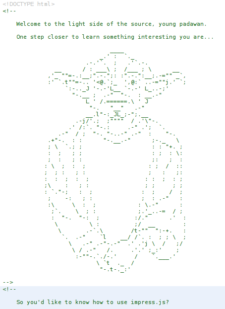 _pgu's tweet image. I&apos;ve just got a look at impress.js... and then, its source code... 
Brilliant! #yoda #impressjs