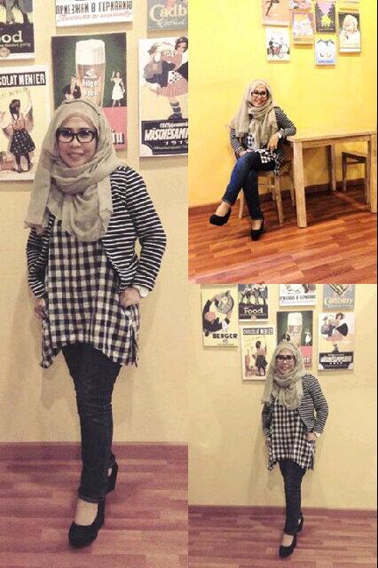 Motif garis dan kotak tetap bisa dikombinasikan lhoo.. Look at that :) #naddnasfashion
