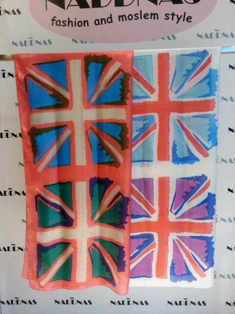 Naddnas Pashmina Silk motif UK flag #naddnasfashion 145rb by NADDNAS Boutique Bintaro