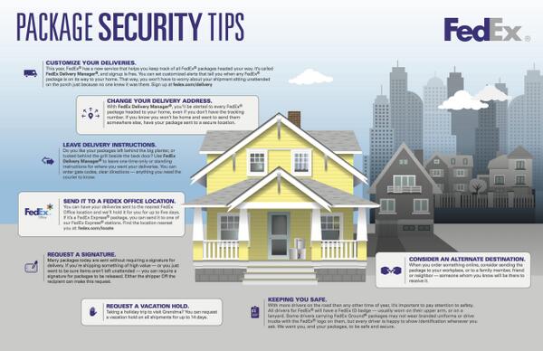 FedEx's tweet photo. Don’t let your #holiday packages get “porched!” We have tools to help you keep them safe http://t.co/UnFHQAiCfH http://t.co/H7Sbhb7FiE