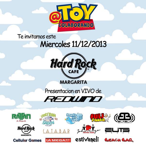 TOYcolaborando's tweet photo. Este miércoles lleva un juguete y disfruta de la presentación en vivo de Redwind! En @HRCMargarita http://t.co/RMrePDVHFD