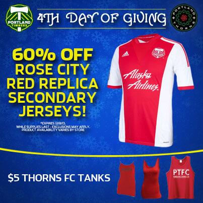TimbersFC's tweet photo. 60% off Timbers #RoseCityRed Replicas! $5 Thorns Tanks! Till 11:59pm PT tonight! http://t.co/0sgPQYZ3Uw #RCTID #BAON http://t.co/olrU7t8PRJ
