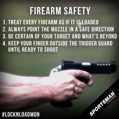 SPORTSMANchnl's tweet photo. RT if you were taught firearm safety. #LocknLoadMon http://t.co/VBNqmcIXd0