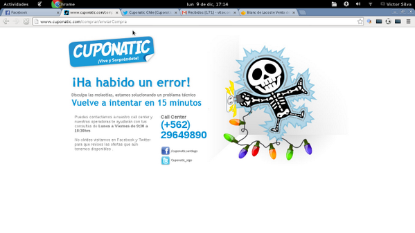 vitoxone's tweet photo. @Cuponatic_Stgo  Pasa luego de elegir el medio de pago, usando Google Chrome tanto en linux como en windows. :S http://t.co/ytDBNp9rPq