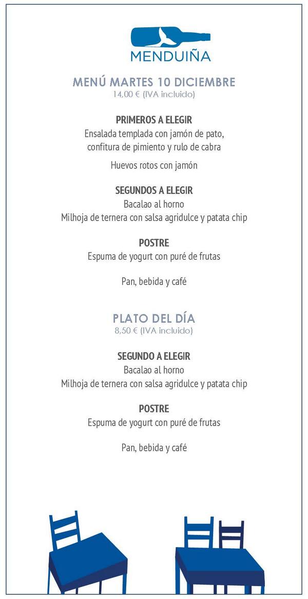 MenduinaRest's tweet photo. Disfruta también en diciembre de estos menús en nuestra terraza http://t.co/PSE4kGLaRX