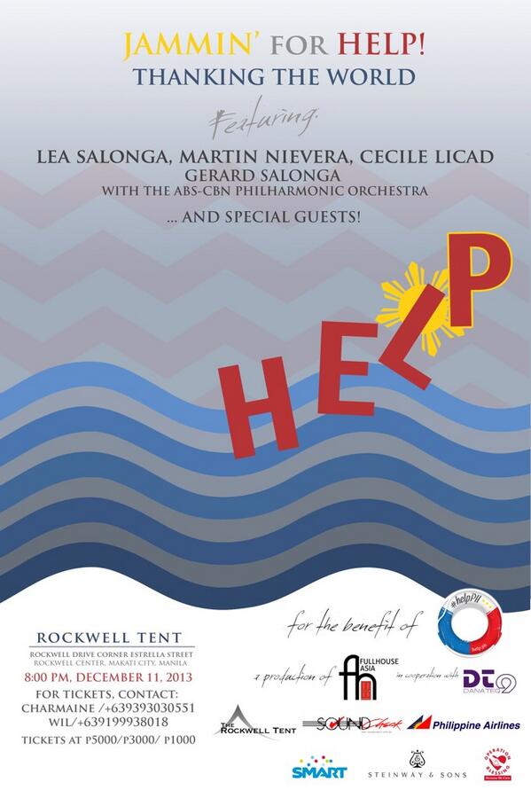 apldeap's tweet image. #HelpPH Support Jammin For Help Concert featuring @MsLeaSalonga Martin Nievera &amp;amp; More! This Dec 11th, check info:
