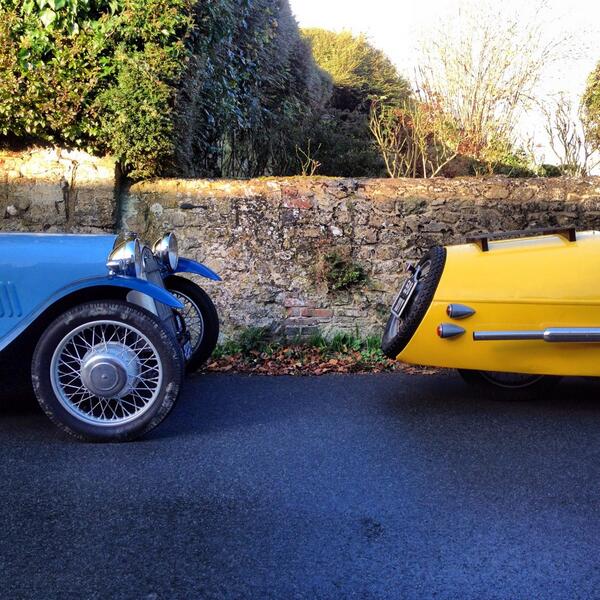 Mid ride yesterday the Morgan 3 wheeler club decended on the village <a href="/TalkMorgan/">Morgan Car News</a> <a href="/MorganOwners/">Morgan Owners Club</a> . So cool. #morgan
